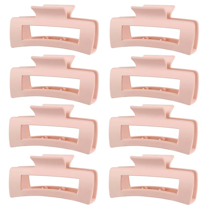 TOCESS Hair Claw Clips for Women - 8PK Large Neutral Matte Square Jumbo Hair Clips for Thick, Thin, Long, Short, Curly Hair Girls, Big Jaw Clip Set for Daily Use (Rosewater Pink) - Image 1
